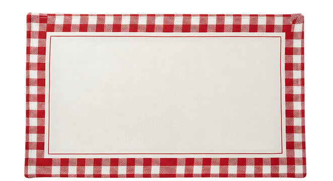 Vintage-style cross-stitch pattern of a decorative red and white border frame isolated on transparent background