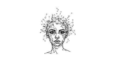 Fototapeta premium Abstract digital portrait of a woman with geometric lines for hair