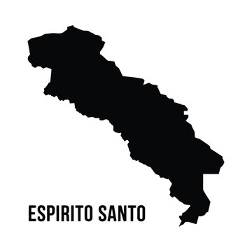 A stark black silhouette depicts the geographical shape of esp rito santo brazil with its label
