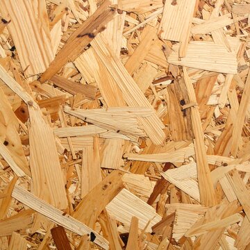 A pile of light brown wood shavings