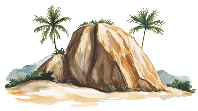Zuma Rock. Zuma Rock hand drawn watercolor illustration on white background