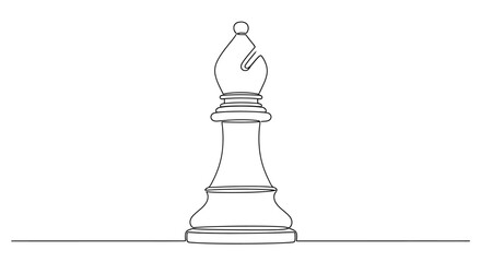 Single line drawing of a chess bishop piece on a white background © Azizi