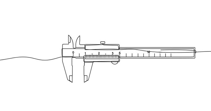 Technical drawing of a vernier caliper for precision measurement in engineering. No editable stroke