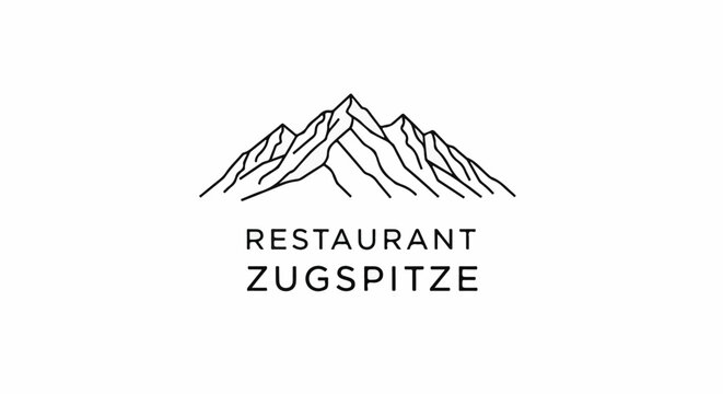 Minimalist mountain range logo with restaurant name below