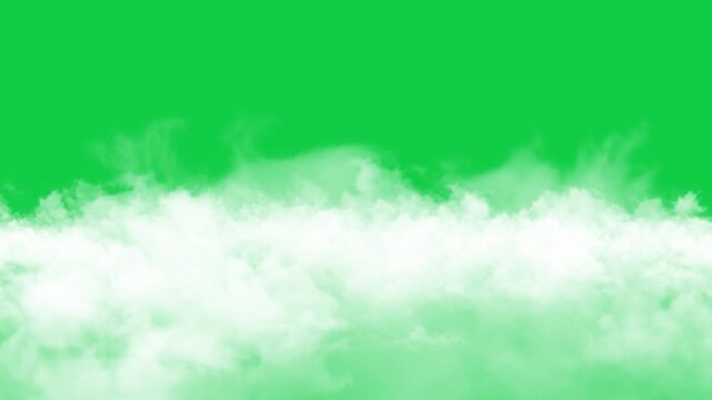 realistic clouds moving isolated on green background animation, real nature weather puffy cloud summer and spring day overlay social media motion design element