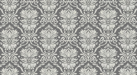 Fototapeta premium Classic seamless wallpaper featuring refined damask floral ornamentation