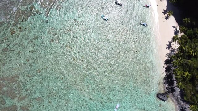 Front&oacute;n Beach, Playa Front&oacute;n, Saman&aacute;, Dominican Republic. Boats Drone footage 