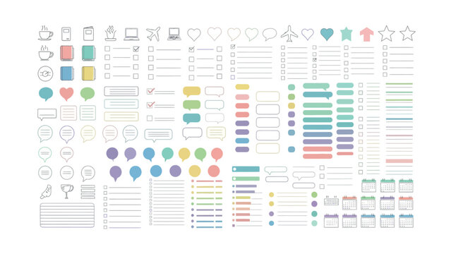 Stylized Icons and Graphics Collection: A wide array of charming and user-friendly icons and graphic elements, perfect for various creative applications. 