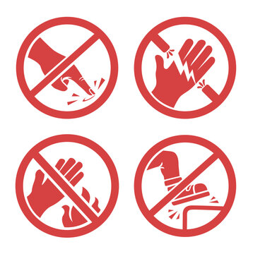 Set of Prohibition Signs &ndash; No Touch, Electrical Hazard, Fire Danger and Safety Warning Icons Illustration Vector
