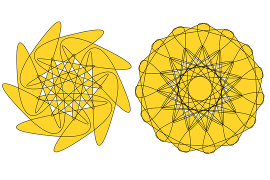 Abstract Mandala Medallions Vector Designs In Yellow And Black
