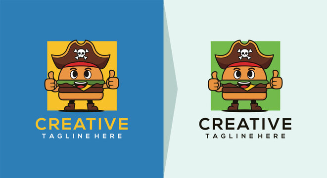 Pirate Cartoon Character Logo Design.