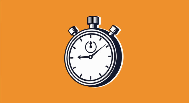 Stylized stopwatch on a vibrant orange background, symbolizing time