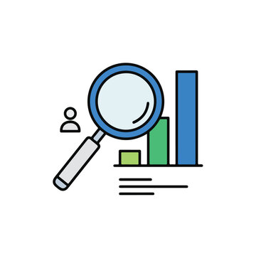 Magnifying Glass Over Bar Chart