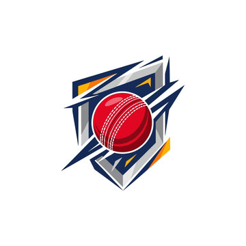 Cricket Ball Emblem Shield Sport Game Icon.