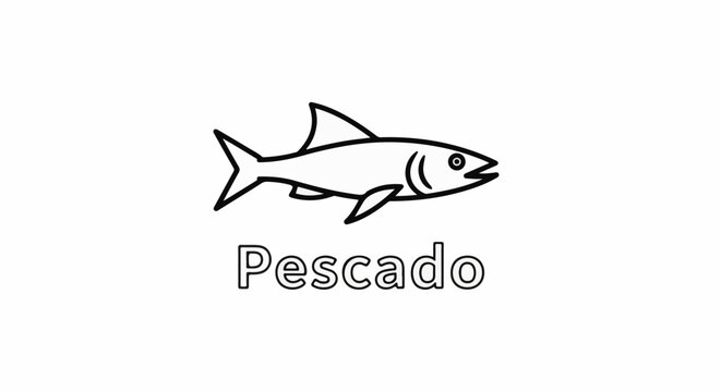 A simple line drawing of a fish with the word "Pescado" below it