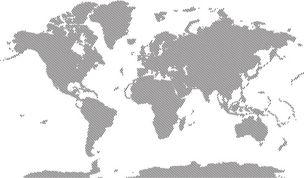 Abstract digital world map in diagonal line shape pattern style