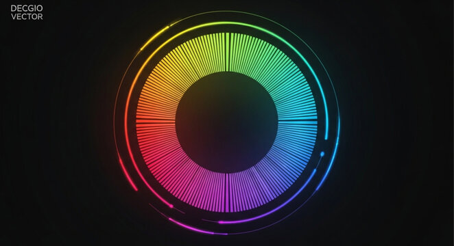 Colorful Digital Circular Spectrum Ring Abstract Interface.