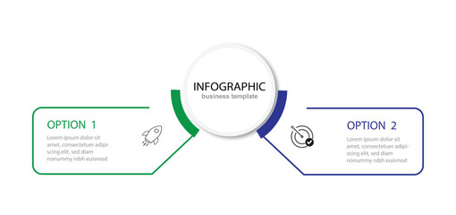 Obraz premium infographic design template with 2 steps circle infographic vector illustration.