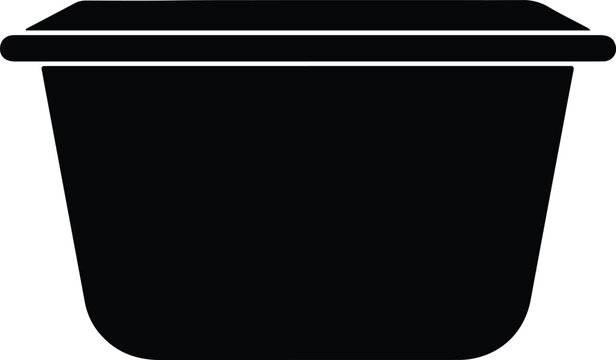 Silhouette of a plastic food storage container with lid vector design