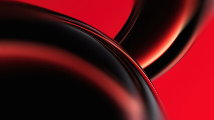 Naklejka premium Curves and Depth in Bold Red Abstract Art