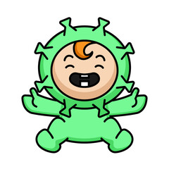 Fototapeta premium Illustration of mascot of cute kid with virus costume character design.