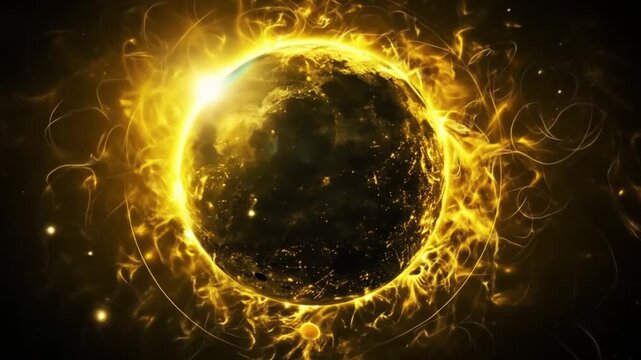 Abstract glowing orb with energy effects visual concept design