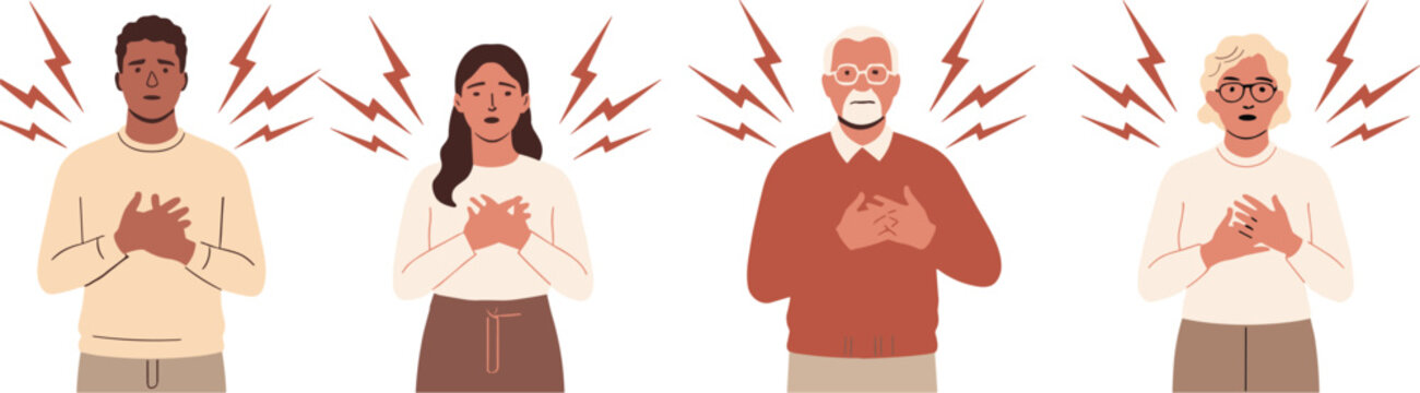Diverse People Experiencing Chest Pain heart attack