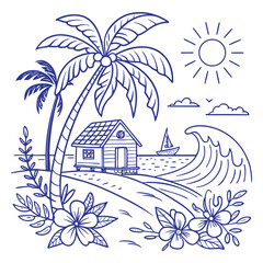 Obraz premium Tropical Island Palm Tree Set