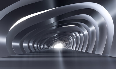 Naklejka premium Abstract futuristic tunnel leading to light concept