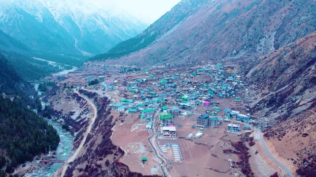 Cinematic Drone Aerial of Chitkul Village at Sunset | Golden Hour Landscape