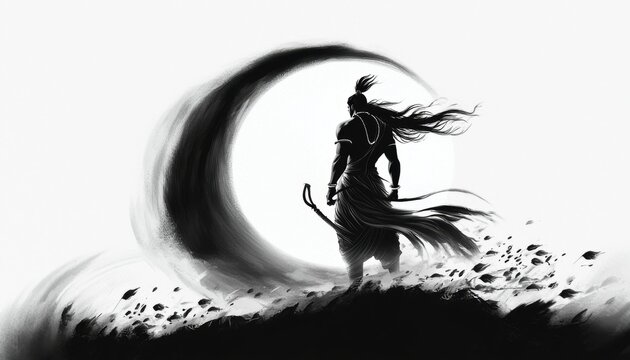 Silhouette of Lord Parshuram celebrating Jayanti.