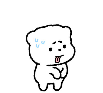 긴장해서 진땀 흘리는 강아지