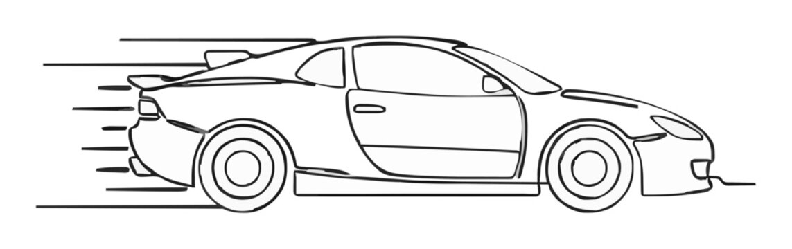 Minimalist time machine car icon line art. Generative AI