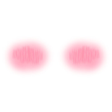 Illustration icon of pink blush on cheeks resembling the effect of a shy, cute, adorable face in anime or cartoon style. Comics, stickers, T-shirts, mugs, banners, posters.