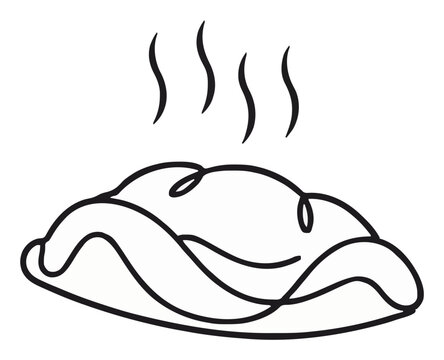 Apple turnover pastry steaming hot flat vector. Generative AI