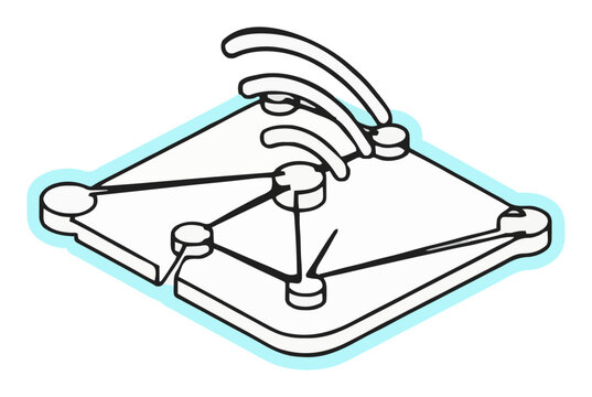 Minimalist mesh wifi system line art vector icon iso.... Generative AI