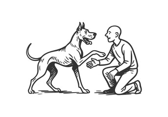 Fototapeta premium Great Dane dog sketch hand drawn simple vector illustration