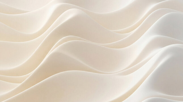 Soft elegant 3D abstract background with smooth cream colored wavy shapes and subtle light gradients