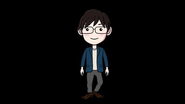 Businessman Explainer Character - Pointing Gesture, 4K, 6 Seconds, Loop with Alpha Channel