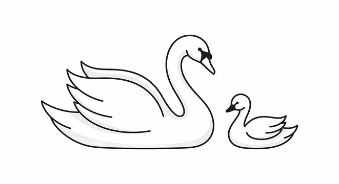 Mother swan with baby cygnet for Mother's Day nature concept