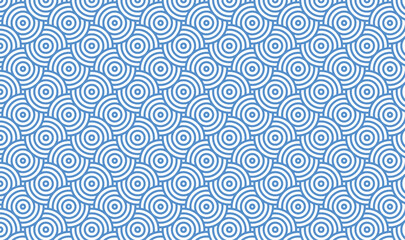 Obraz premium Light Blue Geometric Wave Pattern, Seamless Abstract Swirl Background, Modern Retro Pastel Blue and White Seamless Patter 