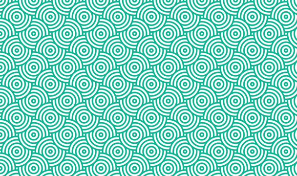 Mint Green Geometric Wave Pattern, Seamless Abstract Swirl Background, Modern Retro Aqua Mint and White Seamless Pattern
