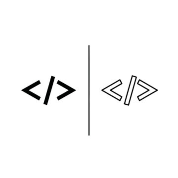 Programming code brackets symbol vector icon set for web development and software interface with programming development application software