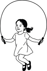 Girl Jumping Rope on White Background vector