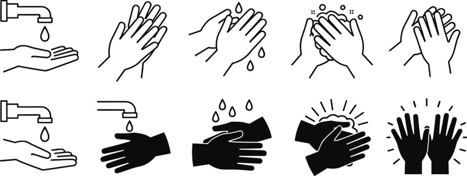 Hand Washing Steps Icons vector