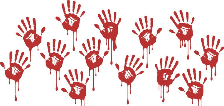 Red Bloody Handprints with Dripping Blood vector illustration