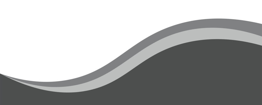 Minimalist black and gray wave vector design with smooth flowing curves at the bottom, transitioning into a clean white background. Ideal for banners, footers, or modern layouts.