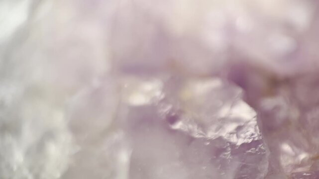 Amethyst crystal macro with soft lavender tones, perfect for wellness, spirituality, and luxury visuals.