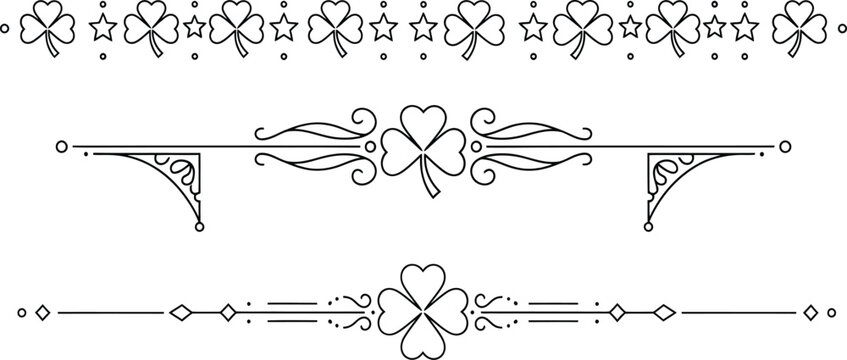Clover border ornament decorative frame floral vintage line pattern design Vector Illustration