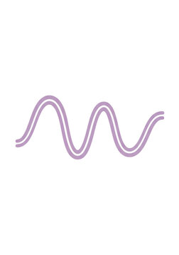Single-stroke abstract pastel lilac squiggle line, 2d minimalist vector illustration on transparent background, maximal negative space. Concept of modern design elegance